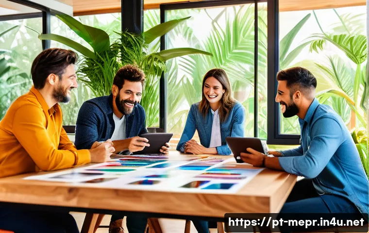 브랜드 PR과 스토리텔링 사례 - A vibrant and dynamic modern office scene showcasing a diverse Brazilian marketing team collaboratin...