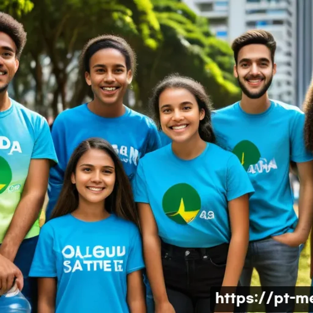비영리단체 홍보 전략 - A vibrant and diverse group of young Brazilian university students gathered outdoors in São Paulo, a...