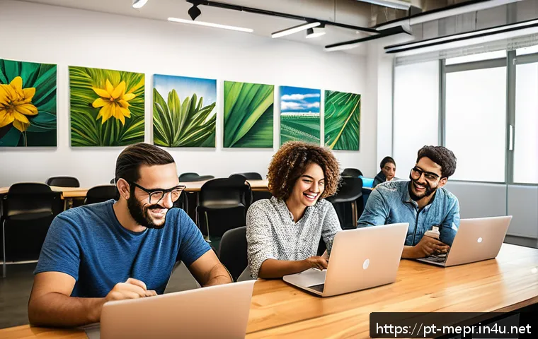 브랜드 저널리즘 - A vibrant, professional office environment in S&atilde;o Paulo, Brazil, showing diverse employees collabora...
