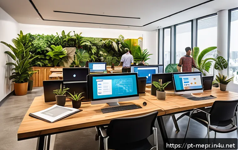 홍보 전략 기획 프로세스 - A modern digital marketing workspace featuring a diverse Brazilian team of young professionals colla...